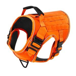 Tactical Dog Harness No Pull K9 Vest Small Orange Reflective Handle Heavy Duty